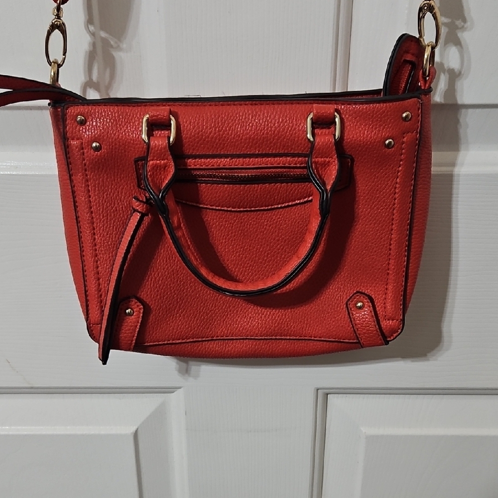 JustFab Orange Gold Crossbody Bag with Detachable Strap